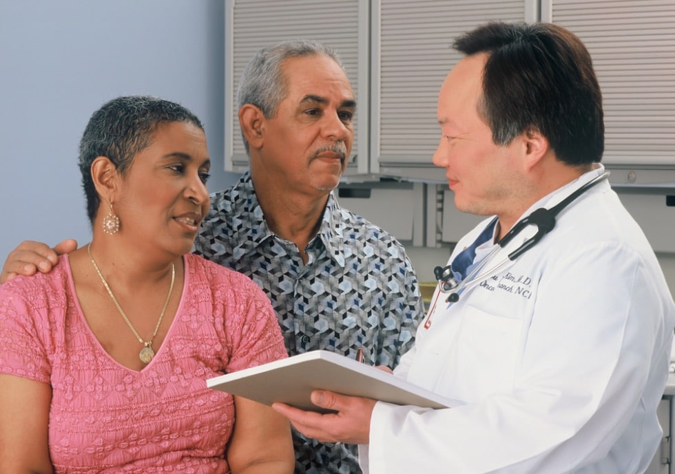 Doctor consulting patients about diabetic treatment